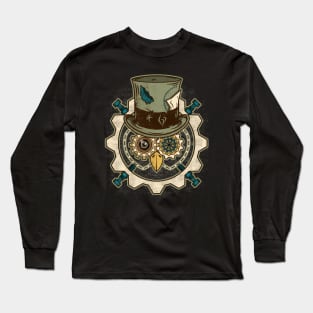 Steamy Mad Owl (Steampunk) | Victorian Owl Long Sleeve T-Shirt